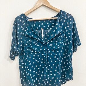 Free people blue and white floral top